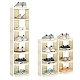 Kitstorack Vertical Shoe Rack: 8 Tiers Stackable Shoe Rack for Closet DIY Free Standing Shoe Organizer Small Shoe Shelf for Small Spaces and Narrow Spaces Plastic, White