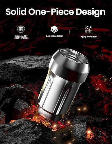 Vista 5 de GAsupply Tuercas de llanta de 12 x 1.5 pulgadas, tuercas de afinador de bellota cromadas de extremo cerrado, 1.38 pulgadas de alto, asiento cónico