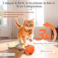 Vista 2 de ORSDA Cat Toys for Indoor Cats, New Intelligent Voice Timing Touch Control Cats Ball, Simulate Mouse Sound Kitten Toy, Automatic Interactive Moving