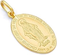 Vista 1 de The World Jewelry Center Colgante de oro amarillo de 14 quilates con medalla milagrosa religiosa de María - 3 tamaños diferentes disponibles