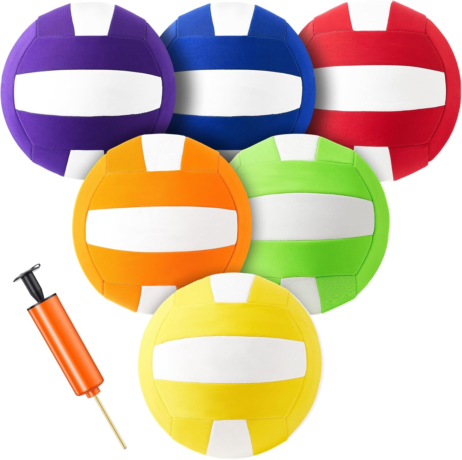 Seenelling 6 Pcs Oversized Touch Volleyball Neoprene Soft Volleyball, for Beginners, Practice and Outdoor Activities, PE Equipment for Elementary Schools