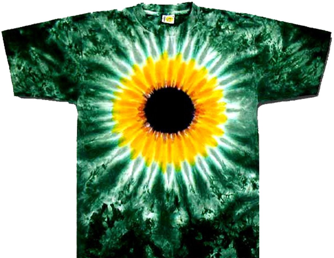 Tie Dyed ShopSunflower Tie Dye T-Shirt, Handmade Boho Shirt for Women & Men; 100% Cotton, Retro Hippie Style; Unisex Tee