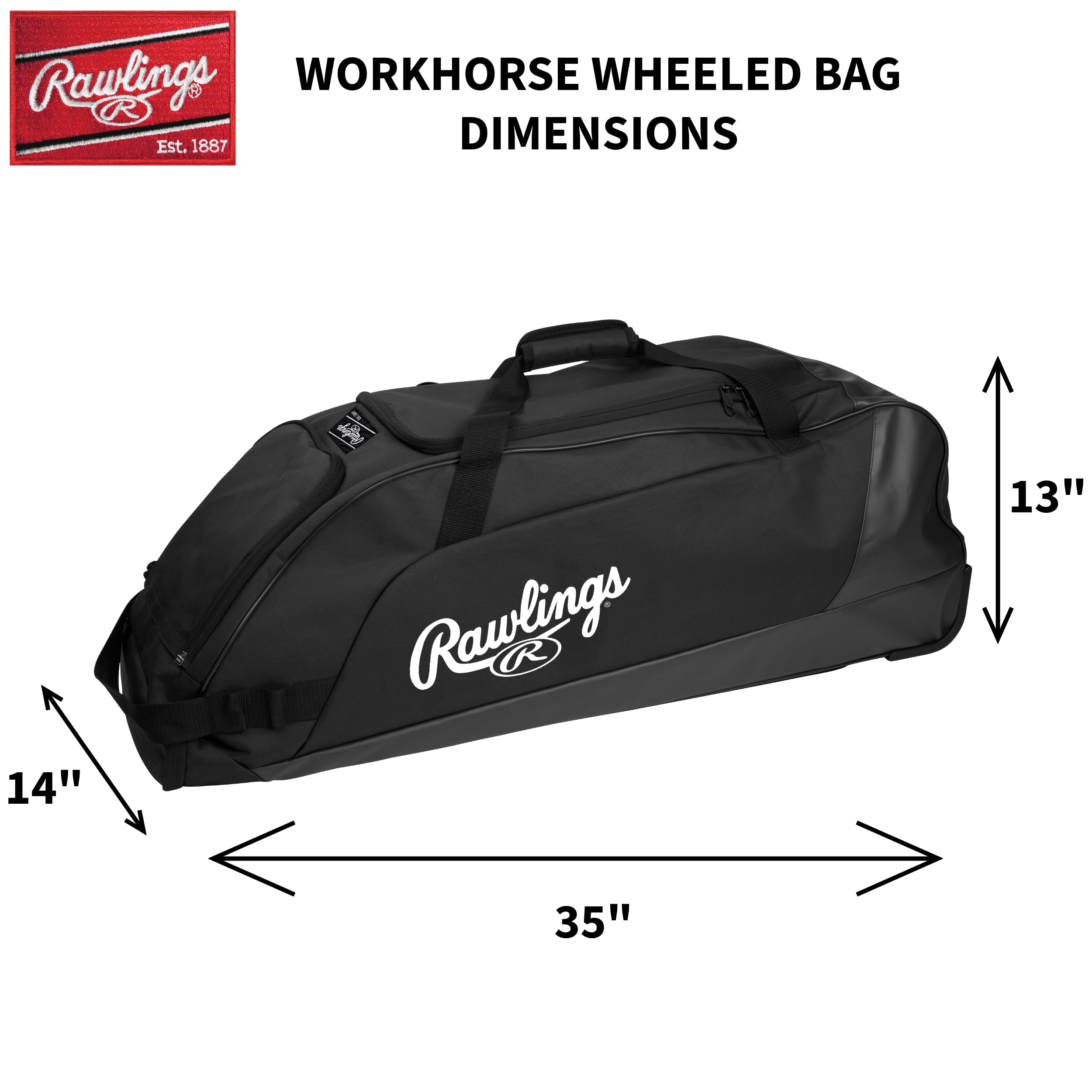 Rawlings | Bolsa de Equipo con Ruedas Workhorse | Béisbol y sóftbol | Múltiples Estilos