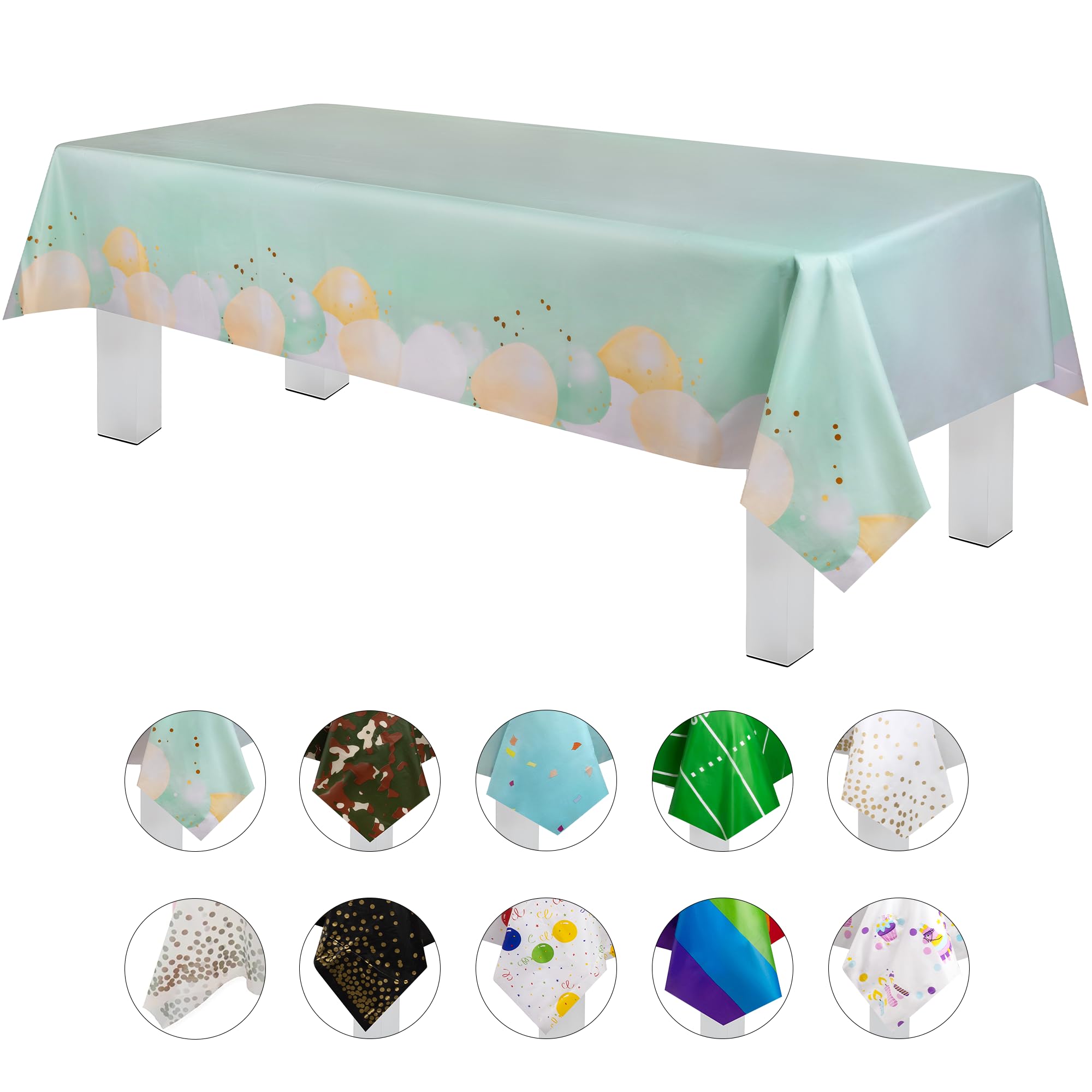 Grandipity Party Balloon Birthday 6 Pack Premium Disposable Plastic Tablecloth 54 Inch. x 108 Inch. Rectangle Table Cover