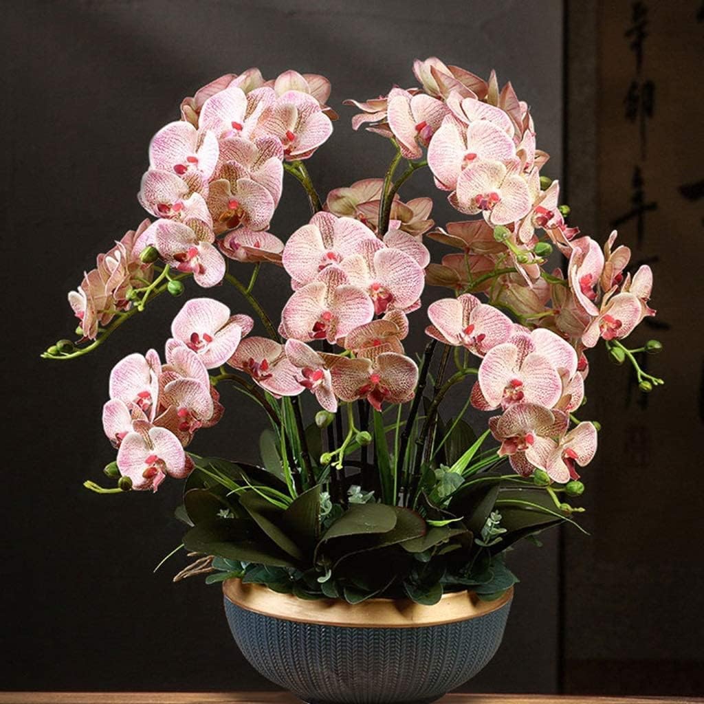 XDLEDMKIZ Artificial Plants Flowers Orchid Fake Flowers Artificial Flowers Home Decoration Floral Arrangement Floral Decor with Vase