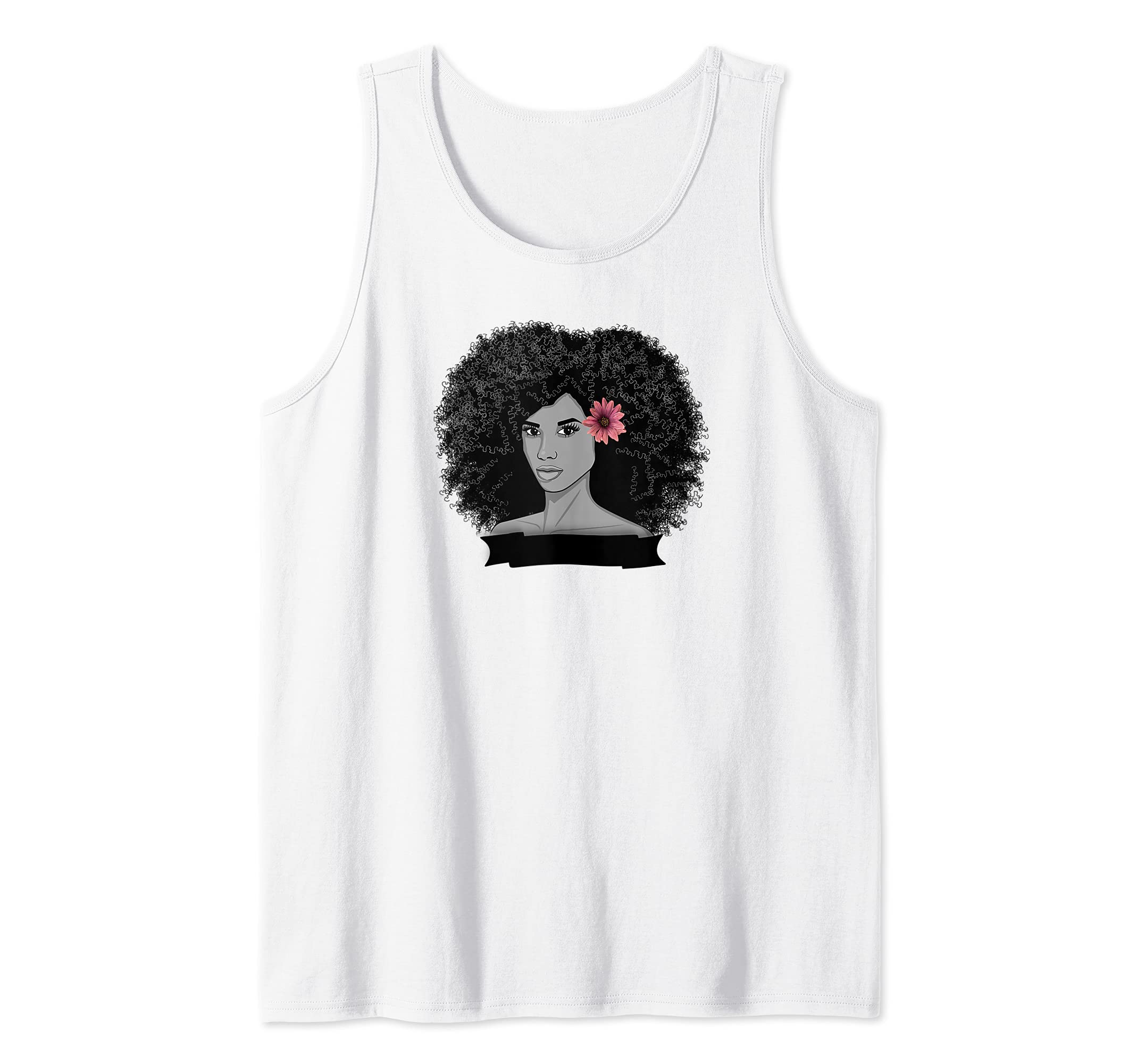 Black Girl Afro Art Hair African American Women Tank Top, White, S