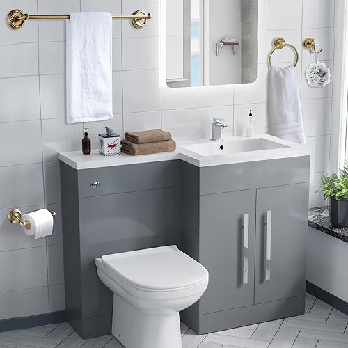 Miniatura 5 de Juego de 4 accesorios de baño de latón antiguo dorado  Toallero de latón de 24 pulgadas, accesorios de baño de latón antiguo  Juego de accesorios de