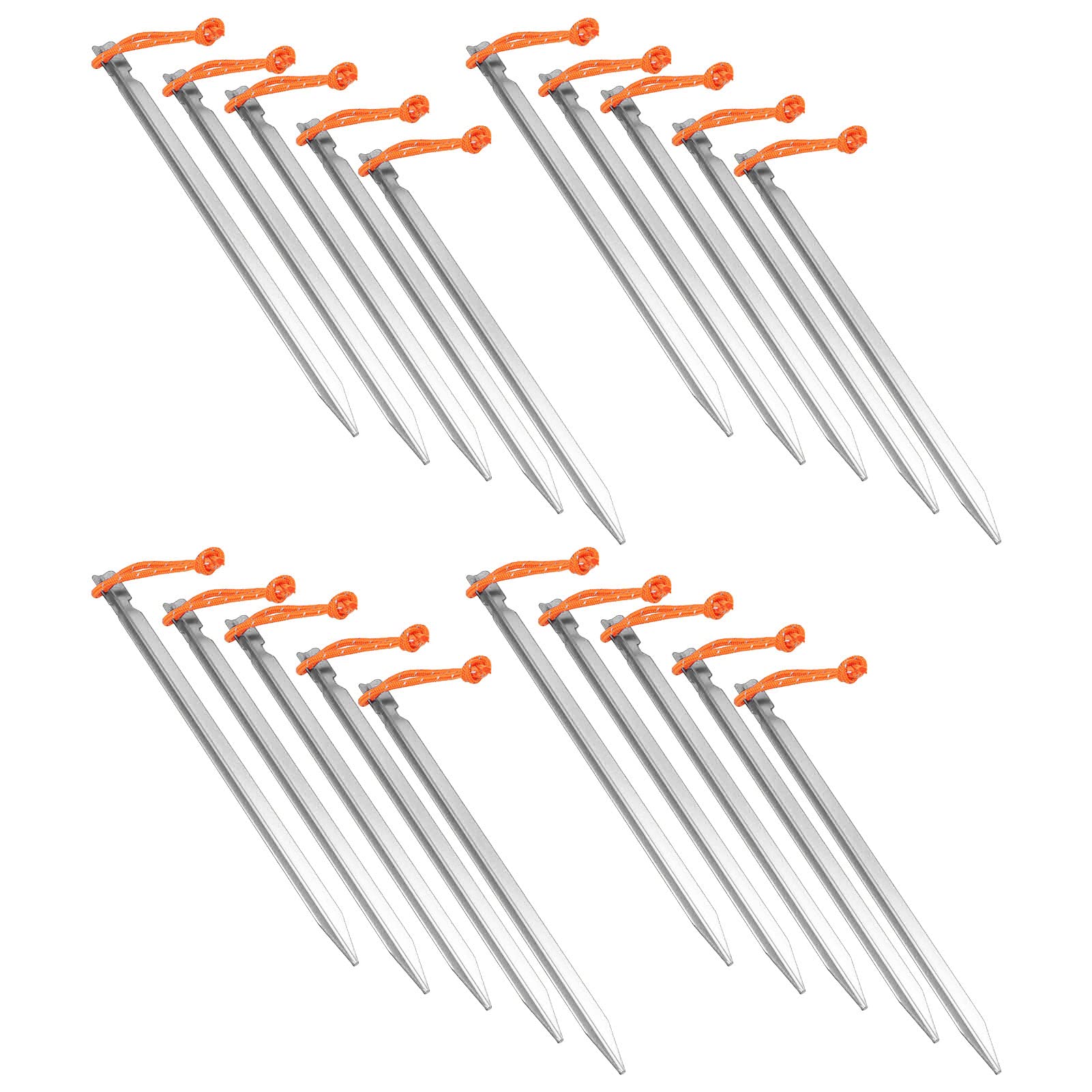 Picchetti per Tenda, 20 Pezzi, Picchetti in Lega di Alluminio Resistente, per Campeggio All'aperto, 9 Pollici, Impermeabili (Argento Bianco)