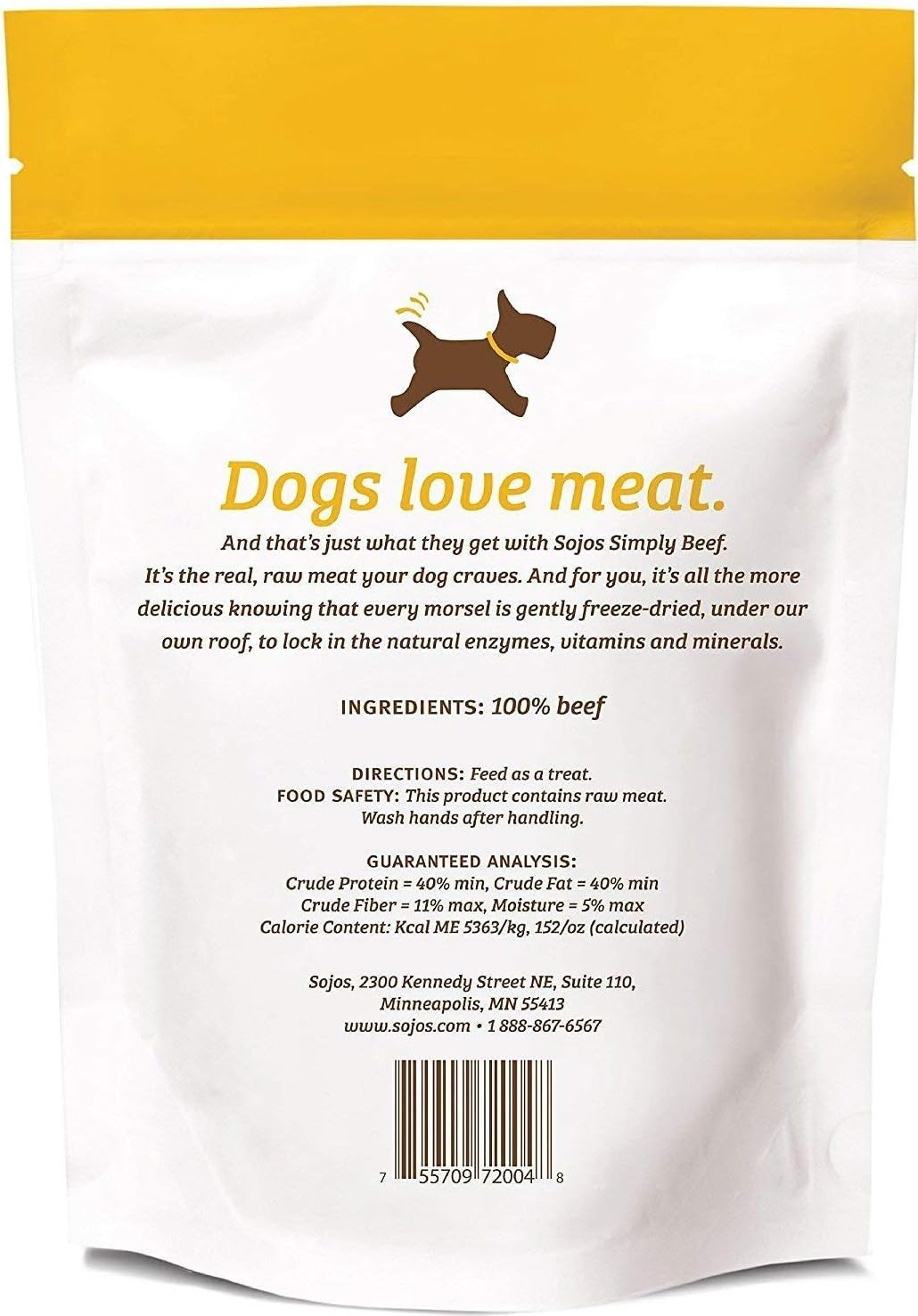 SOJOS 3 Pack of Beef Natural Freeze-Dried Raw Cat Treats, 1 Ounce Each