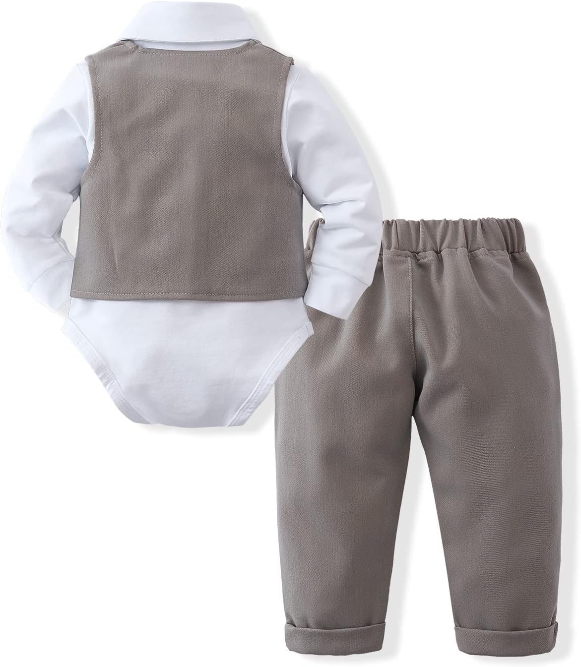 DISAUR Baby Boy Clothes Toddler Boy Outfits 4PCS Gentleman Dress Romper/Vest/Pants/Bow Tie Cotton Suit Sets - Image 6