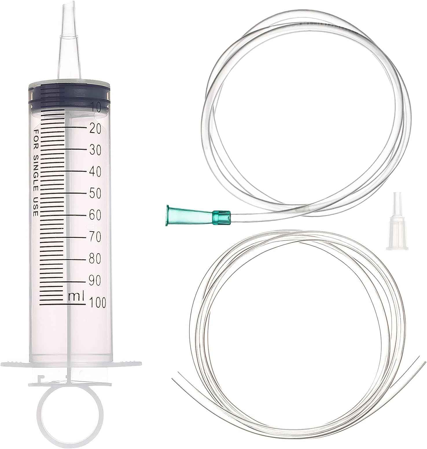 SHAOTONG 100ml Syringe with 40 Inch Tube and Tip Adapter, for Feeding Pets, Liquid Refilling, Drawing Oil Fluid