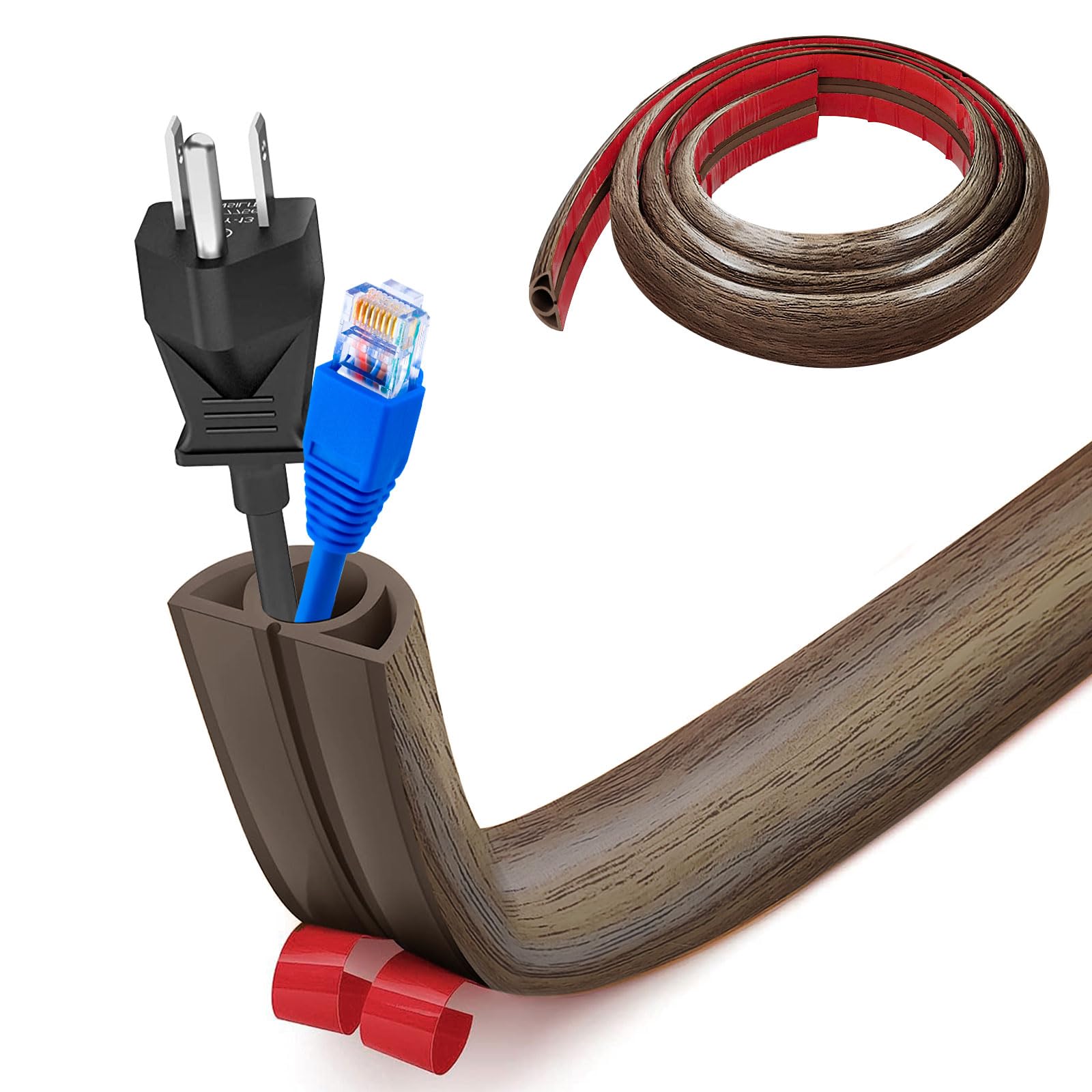 Pasacables Suelo, Canaleta Cables Suelo, 3.0M x2cm Protector de Cables para Suelo, Cubiertas de Suelo para Cables Autoadhesiva Montaje para Todos los Hogar, Oficina, Escuela,Almacén(Blanco-Redondeado) — view 51