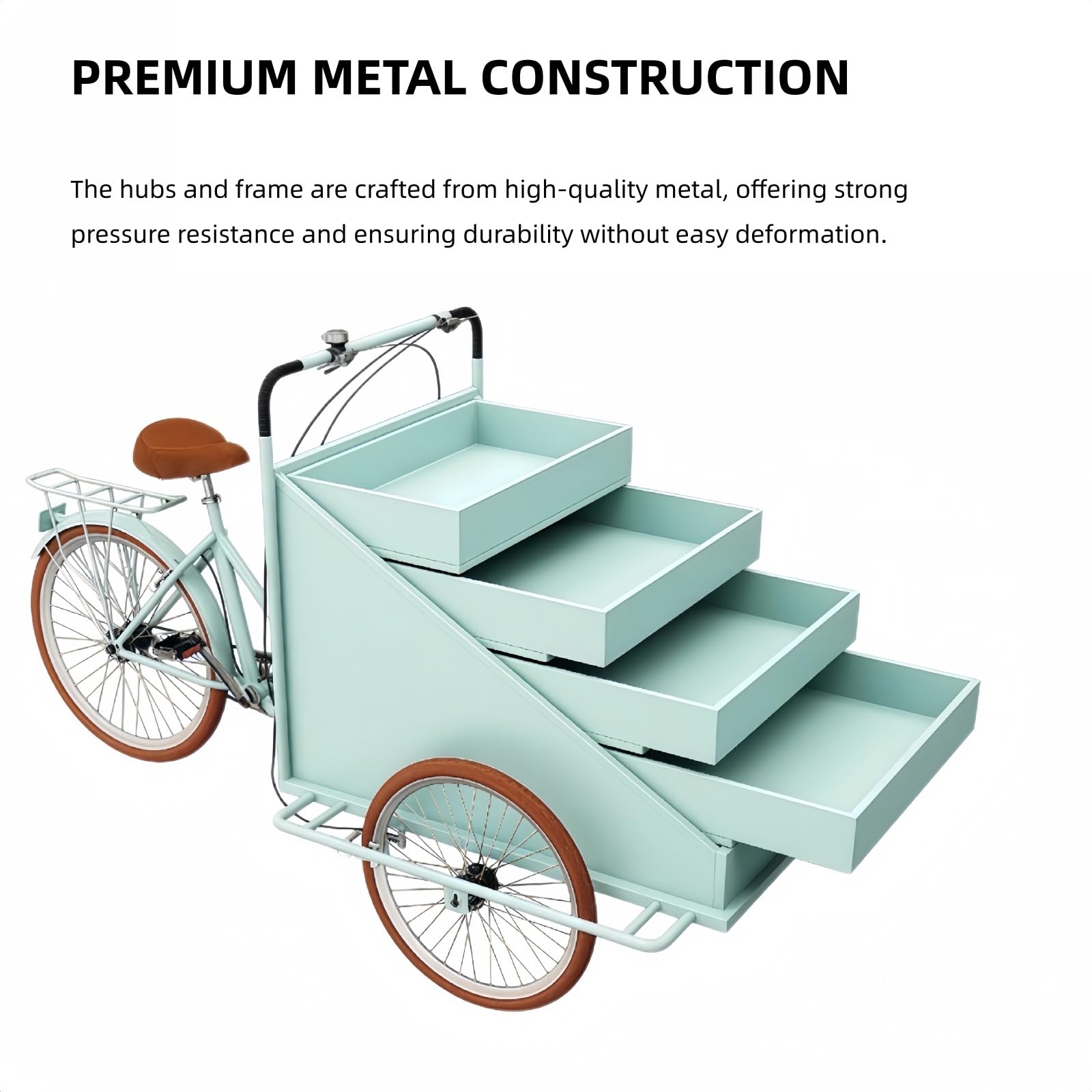Carrello della bicicletta di vendita, scaffale di vendita al dettaglio all'aperto multifunzionale per la bancarella del mercato, fiera di via, festival