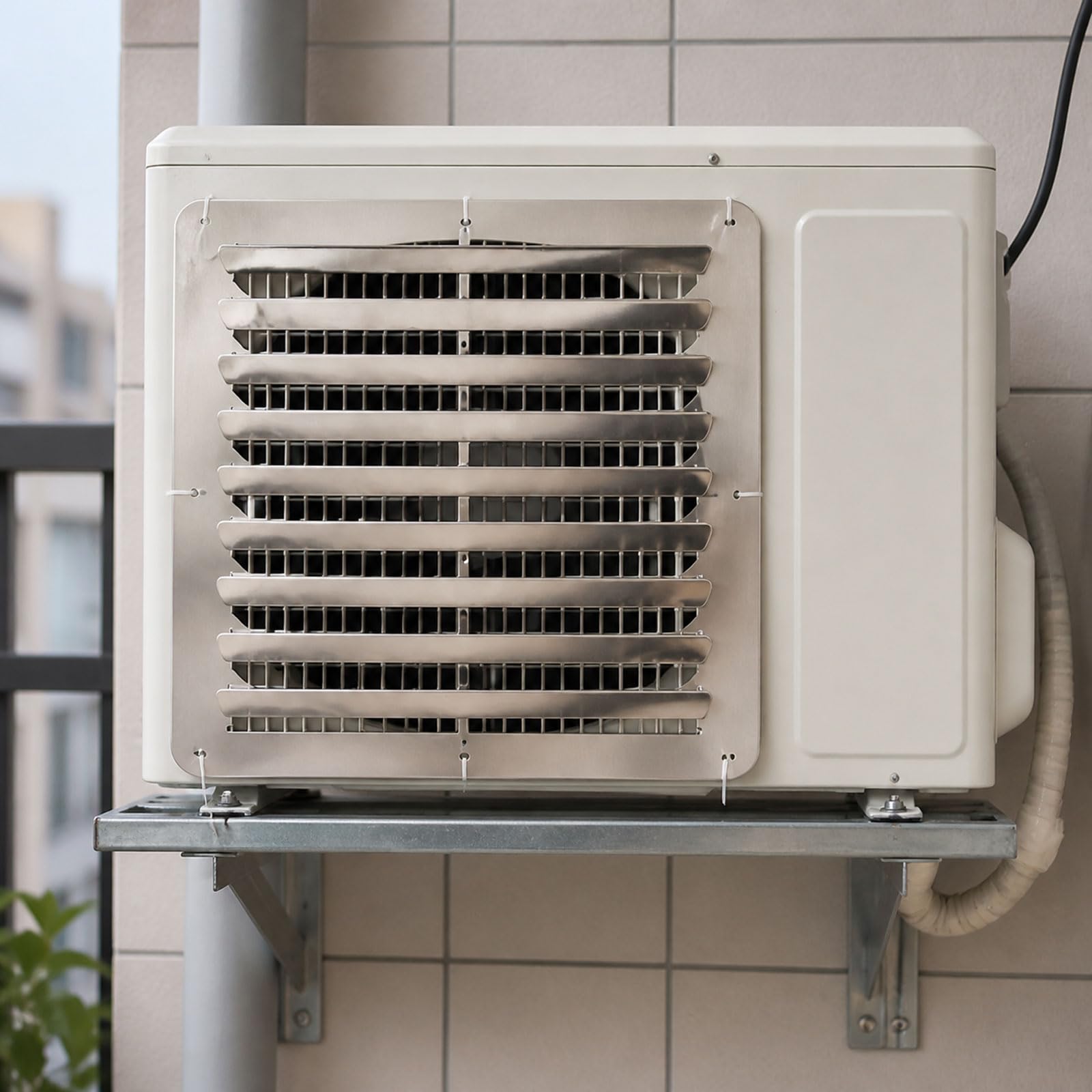 Deflettore unità AC Esterna Condizionatore d'Aria,Deflettore in Acciaio Inossidabile Rotondo/Quadrato,Dissipazione del Caldo,Guida Antivento per Bocchette e Condizionatori