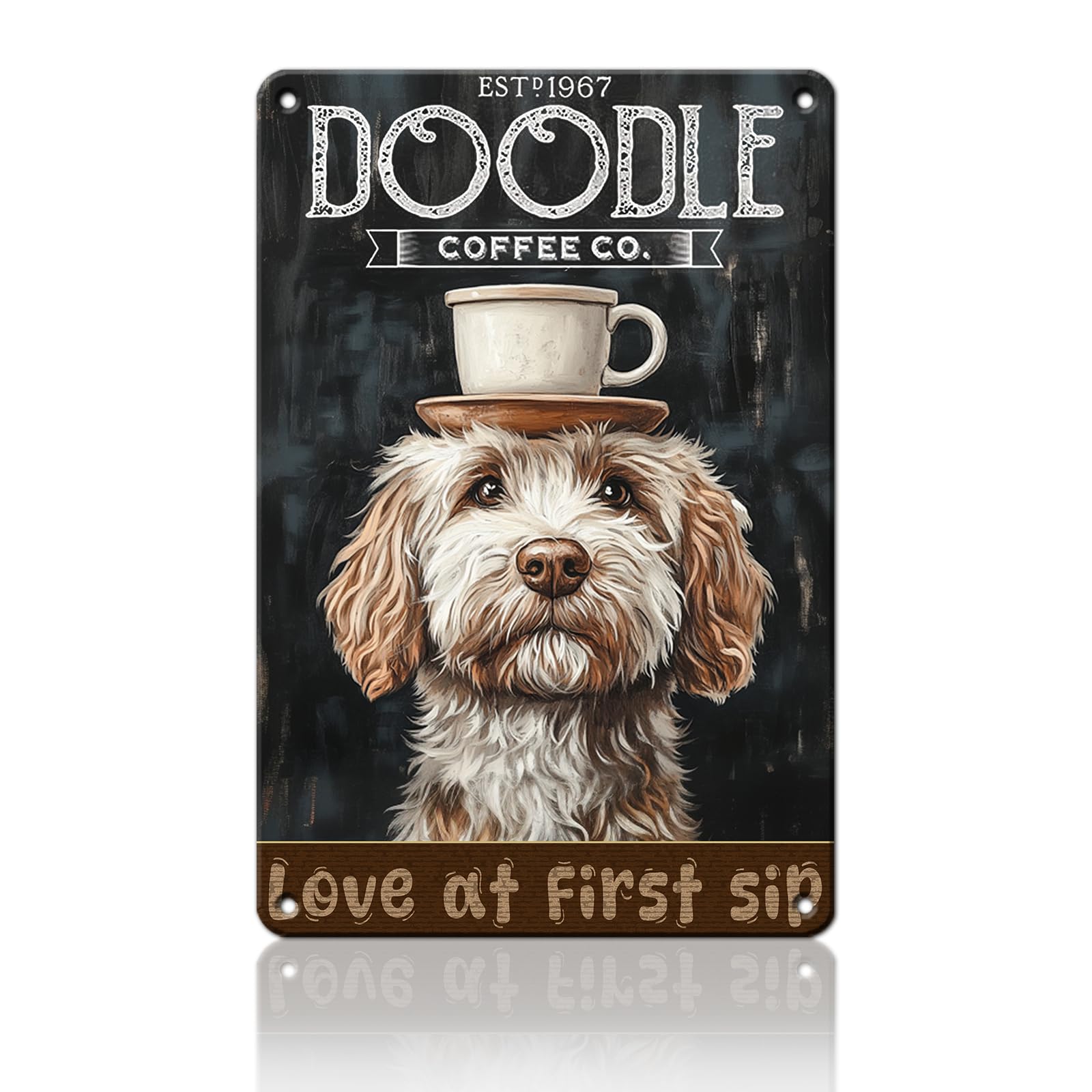 Anceky Doodle Dog Tin Sign Retro Metal Sign Wall Decor for Cafe Home Porch Living Room Entryway 12×8 Inch