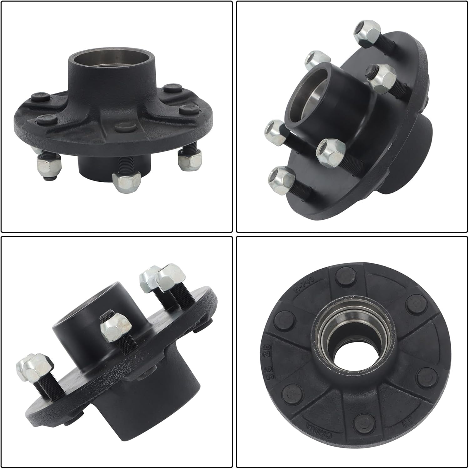 GXYWADY 6 on 5.5 Inch Trailer Hub Kit and Round 84 Spindle with Trailer Bearing Kit (7 Pieces/Set)
