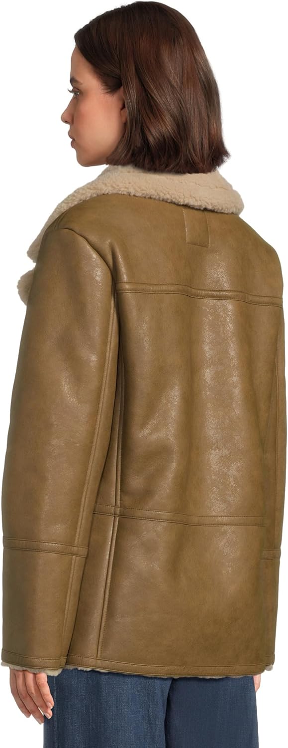 Avec Les Filles womens Faux Shearling Peacoat - Image 3