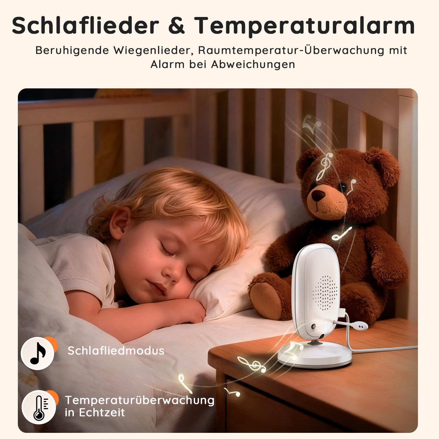 5" Babyphone mit Kamera, Ohne WLAN, 1080P IPS Baby Monitor | Unsichtbare Nachtsicht, VOX Sprachaktivierung, Zwei-Wege-Audio, Schlaflieder, 20 Stunden Akkulaufzeit und Plug & Play