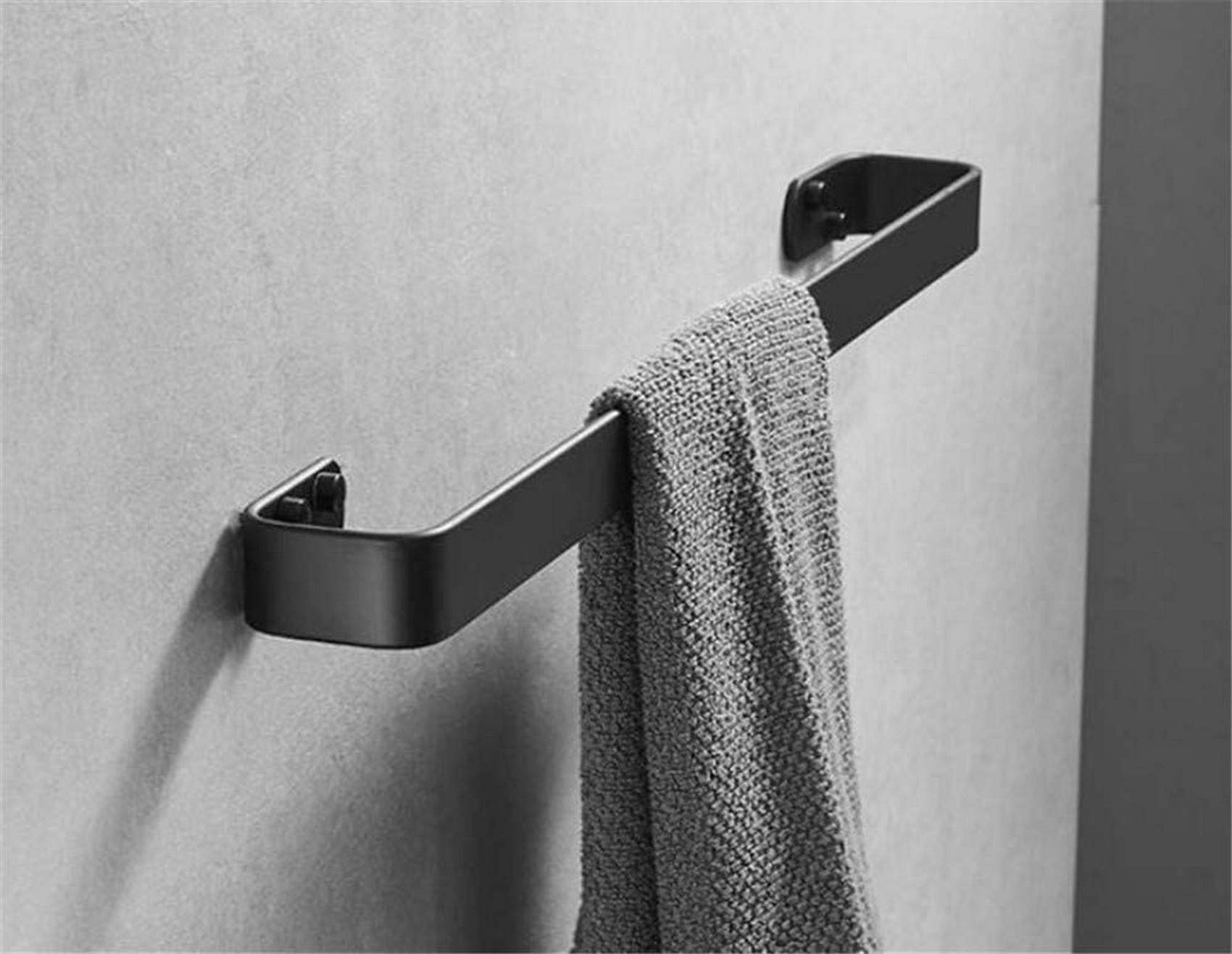 FGXHHS 3m self adhesive Towel bar,Solid Thick Black towel rail,Space aluminum Rust rack For Bedroom Kitchen Office.Punch Free punching Dual use-D 30cm(12inch)