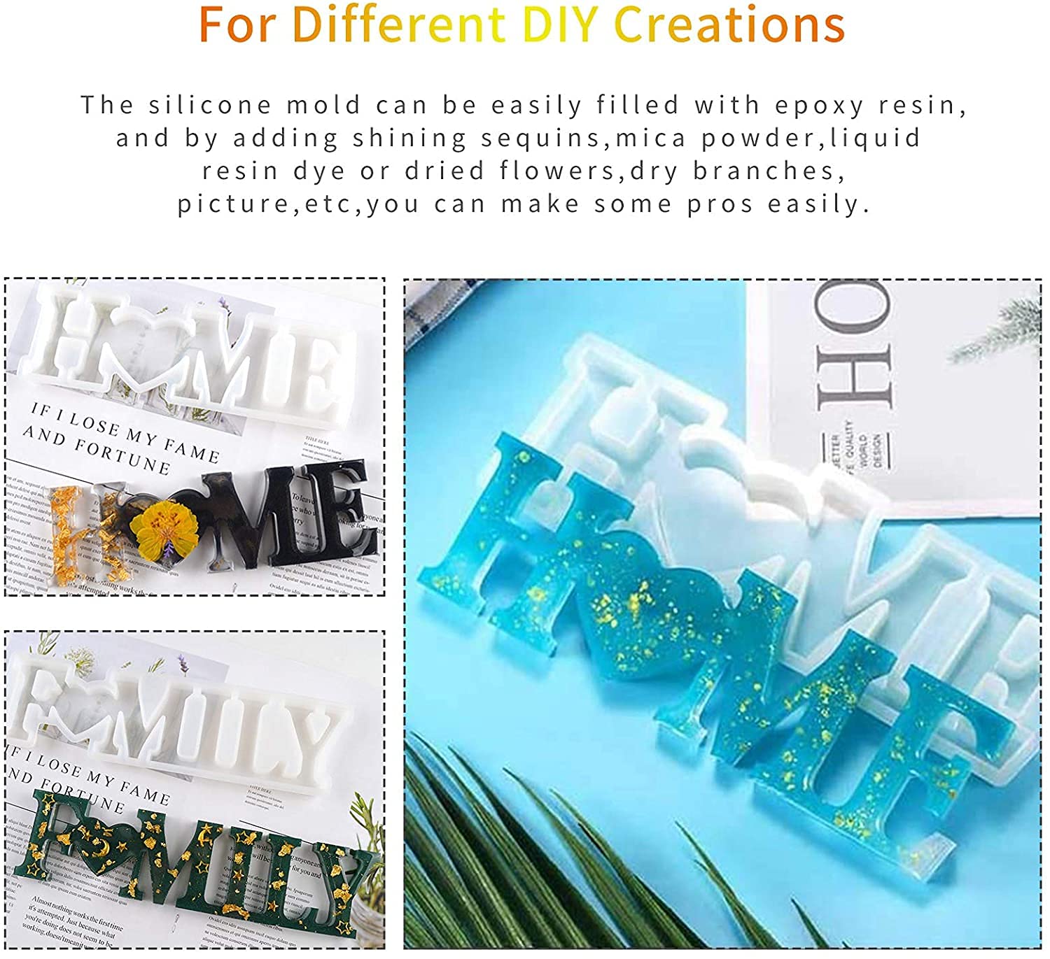 Love Moule En Résine époxy En Silicone Avec Signe D'amour Et Forme De Cœur, Moule Romantique Pour Bricolage, Décoration De Table, Saint-Valentin