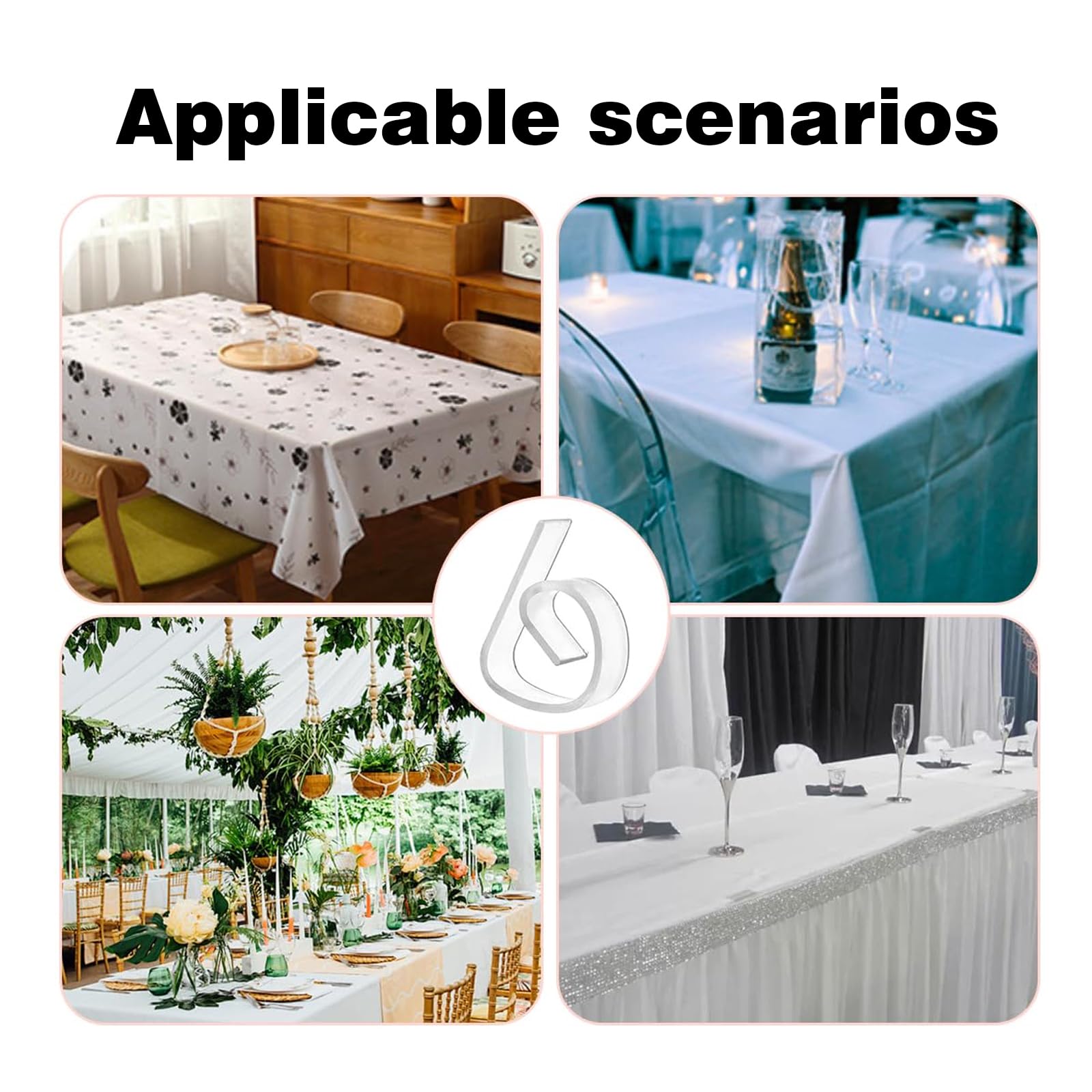 Lot de 12 pinces à nappe transparentes - Forte force de serrage - Pour nappe dans la salle à manger
