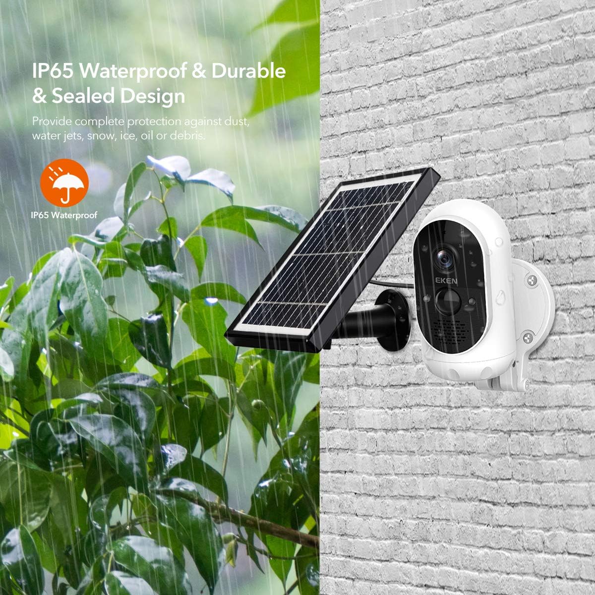 EKEN Outdoor Security Camera Wireless, Solar Powered Security Camera, 1080P Video, Night Vision Motion Detection, 2-Way Talk, APP Remote, IP65 Waterproof, 32GB SD Card Included, No Monthly Fee