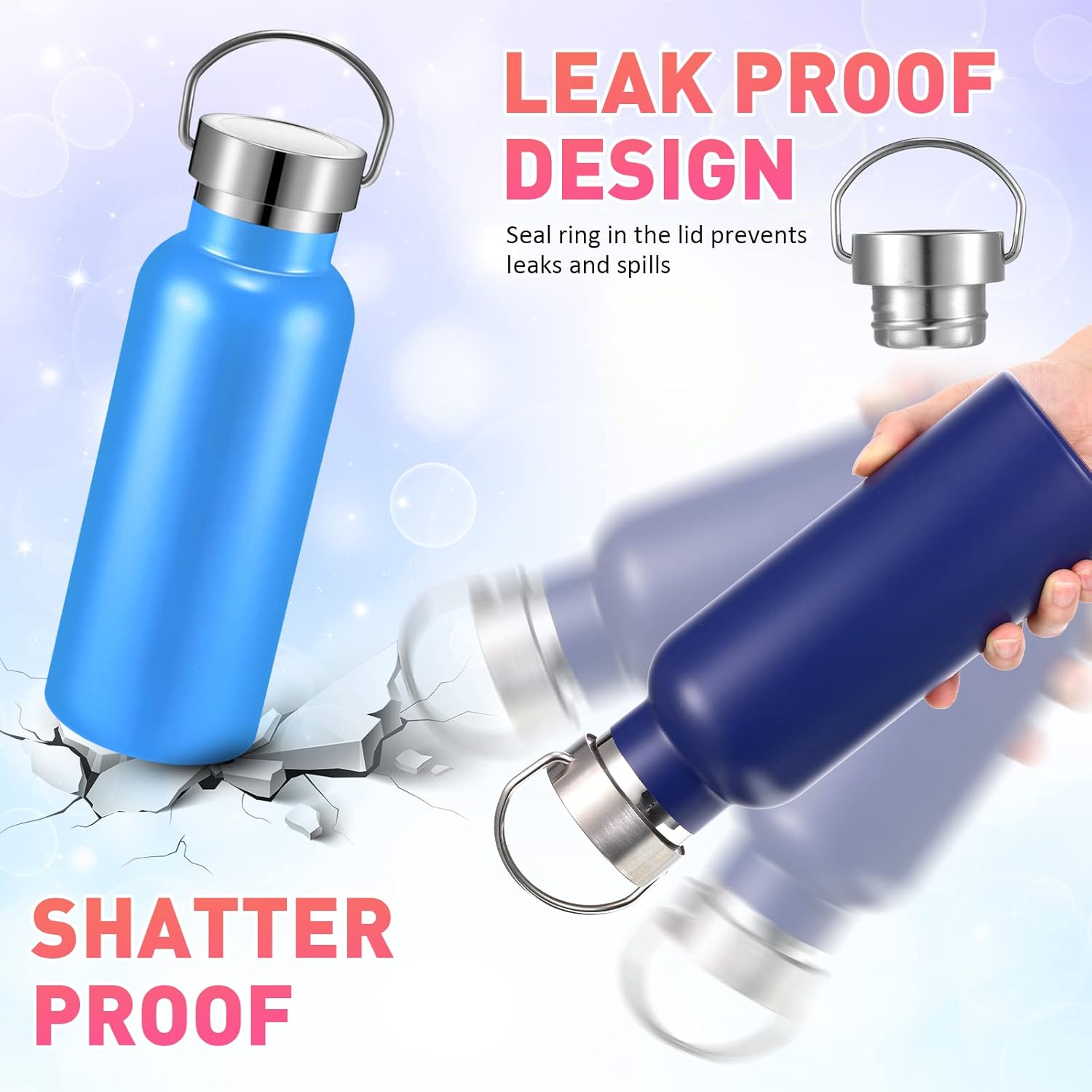 Mimorou 10 Pcs 17 oz Stainless Steel Sports Water Bottle Insulated Reusable Water Bottles with Handle Metal Bottle for Hikers Gift, 10 Colors - Image 4