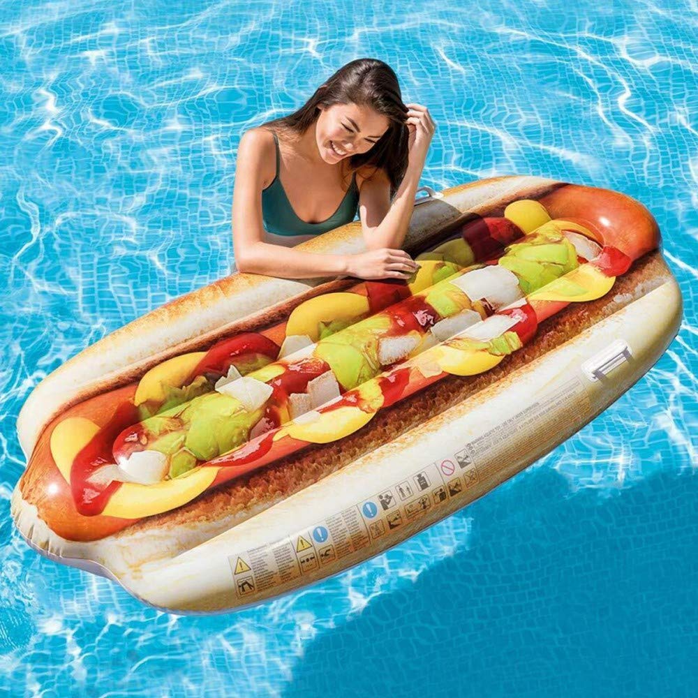 Intex 58771EU - Aufblasbare Luftmatratze Hotdog, Vinyl, Mehrfarbig, 176x76x20 cm