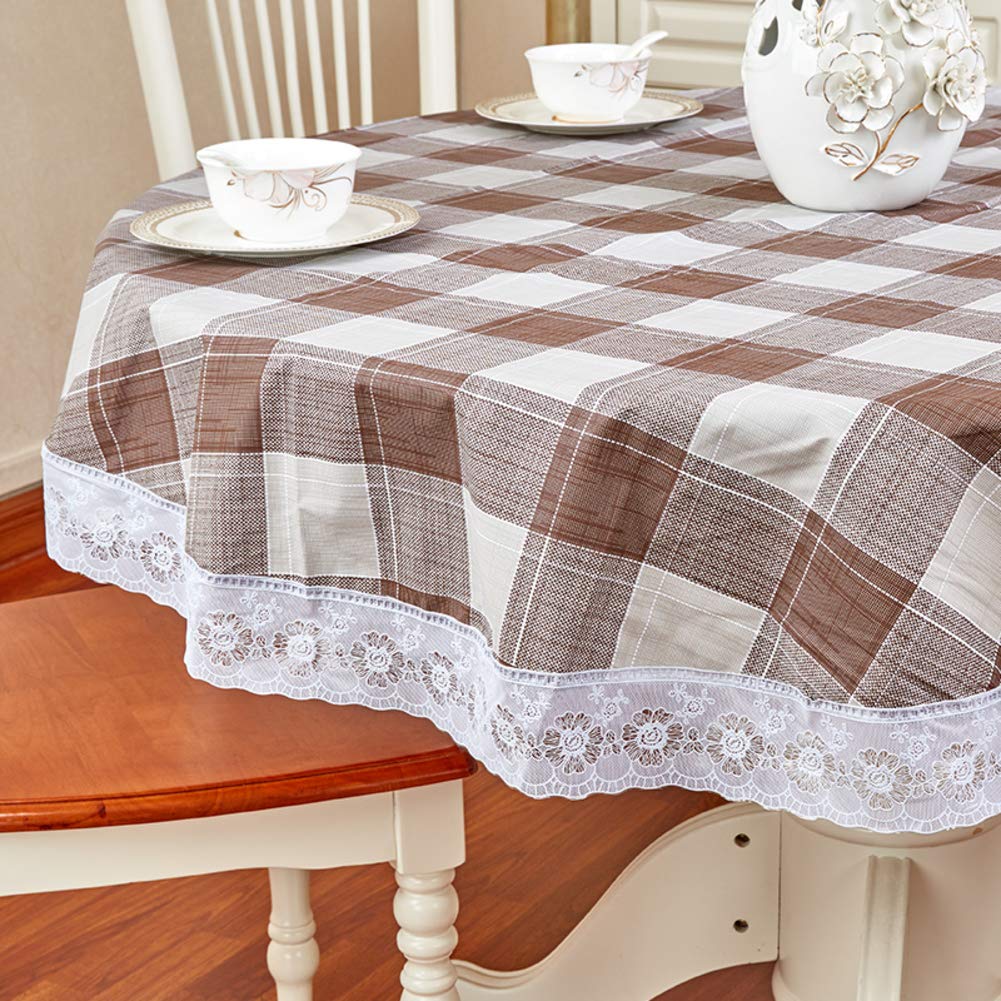 Smiry Mantel Redondo, Manteles De Vinilo Resistente Al Agua De Servicio Pesado, Cubierta De Mesa Limpiable Y Lavable Para Cocina Y Comedor (Beige, 60" Redondo