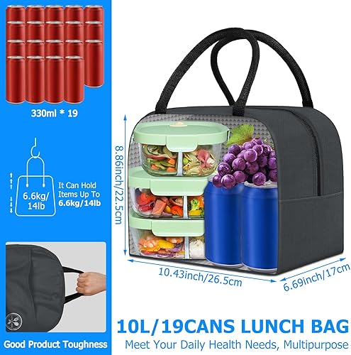 Miniatura 3 de Lonchera térmica de 10 litros y 19 latas para mujeres y hombres, lonchera reutilizable para oficina, trabajo, picnic, playa, viajes, a prueba de