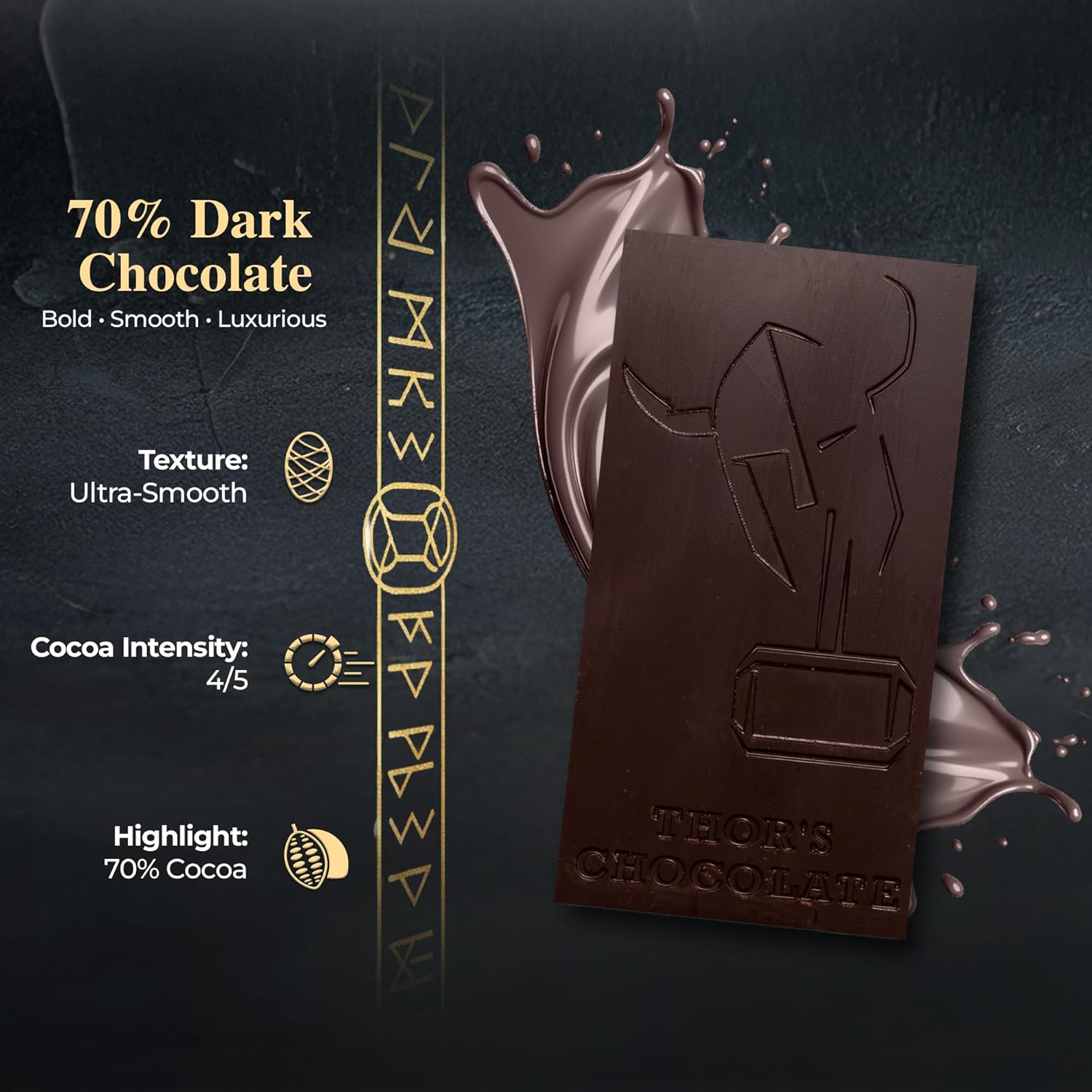 Thor's Chocolate Artisan Dark Chocolate Bars 70% Cacao (3 Pack) | 3 x 3 oz Bean to Bar, Small Batch, Ethically Sourced, Ultra Smooth, Handcrafted Luxury Gourmet Chocolate, Made in USA