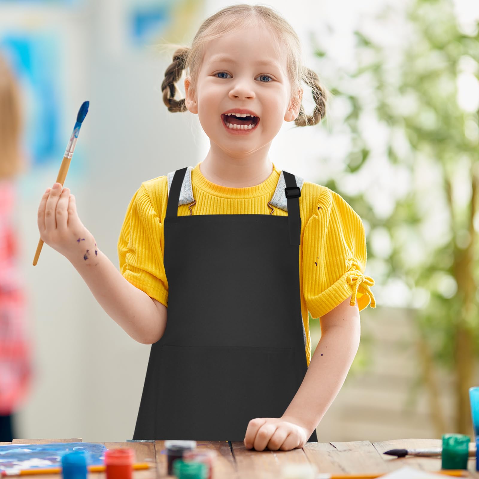 Grembiule regolabile per bambini con 2 tasche, grembiule da cuoco per dipingere e cucinare