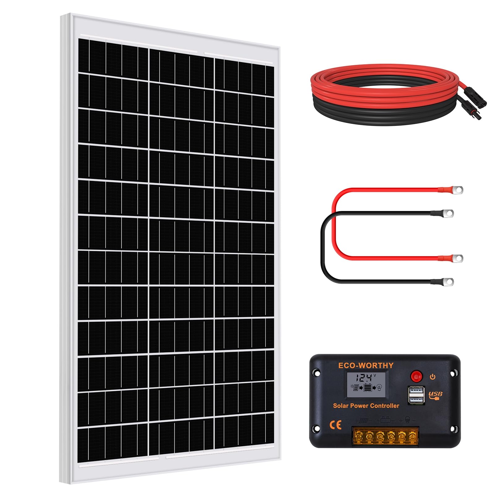 DCHOUSE Solarpanel 100W 12V Monokristallin Solarpanel ideal für Wohnmobil, Gartenhäuse, Boot, Hohe Effizienz Photovoltaik Mono Solarzelle (100W)