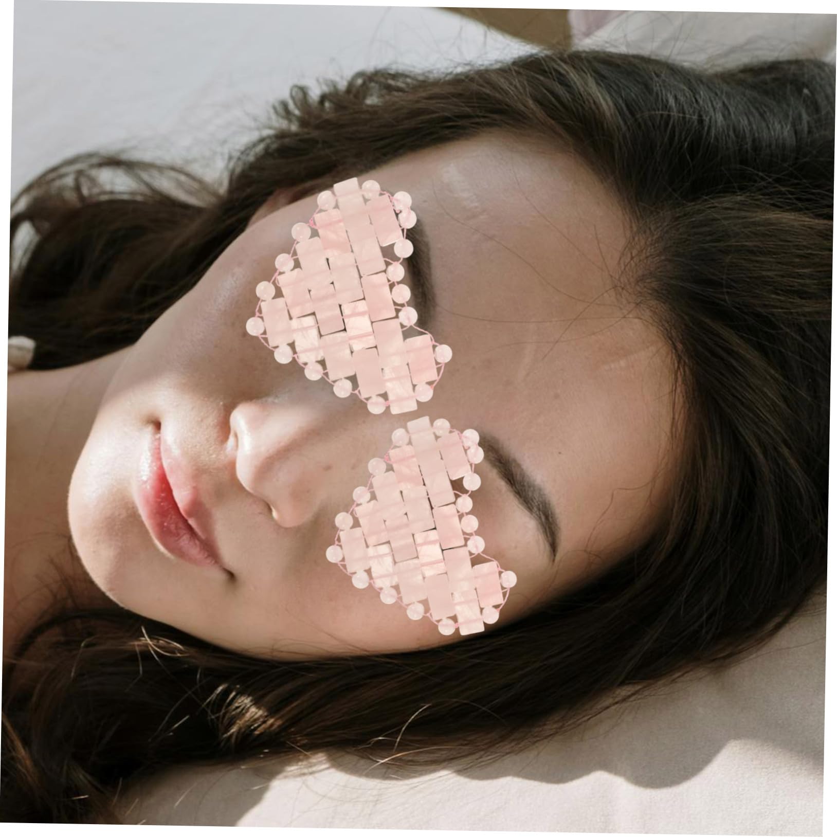 Homoyoyo Maschera Design Semplice e Elegante per Occhi per Pietra Rosa a Forma di Cuore e Freschezza per Sollievo Dalla Fatica Oculare
