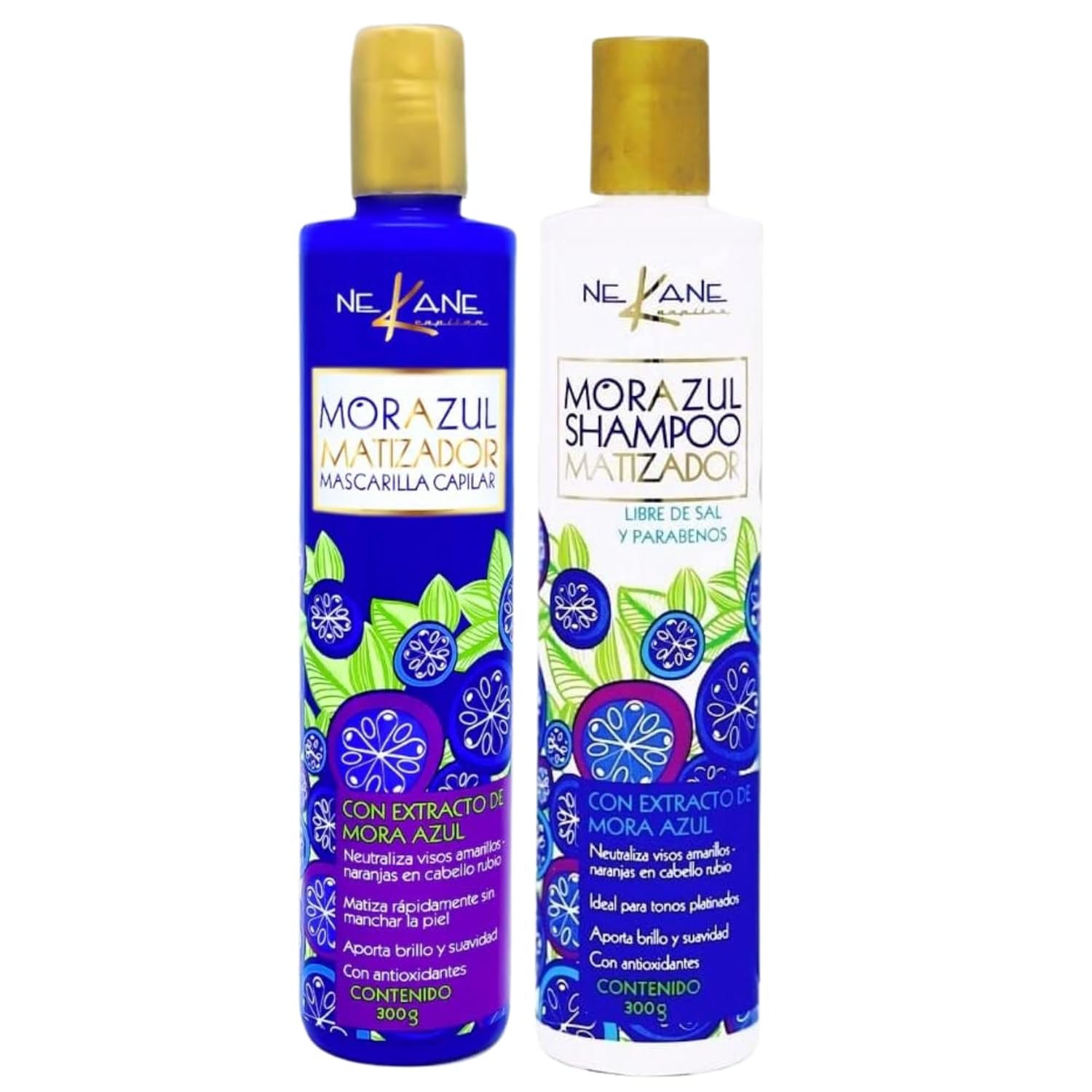 Nekane Kit Mora Azul Toning Shampoo & Hair Mask 10.58 oz - Toner for Orange Brassy Hair, Blonde Toner for Brassy Hair, Purple Toner to Neutralize Brassiness and Revitalize Blonde Locks