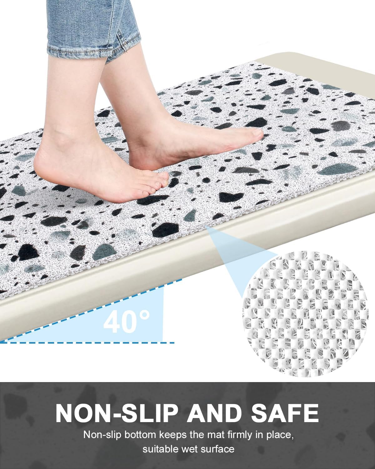 Anti Slip Shower Mats: 36×36 Inch Extra Large Non Slip Square Shower Mat with Drain Hole in Middle, Super Soft Loofah Shower Mats for Inside Shower Floor Mat, Quick Dry - Image 4