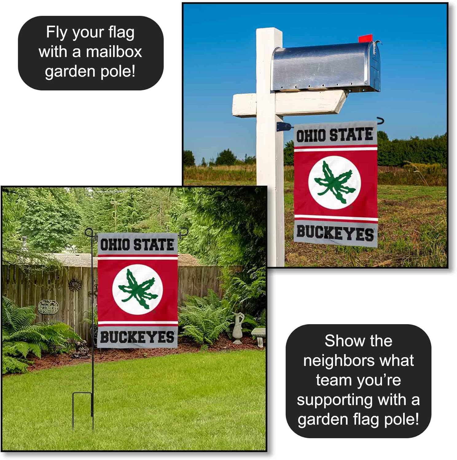 College Flags & Banners Co. Ohio State Buckeyes Buckeye Leaf Double Sided Garden Yard Flag - Image 4