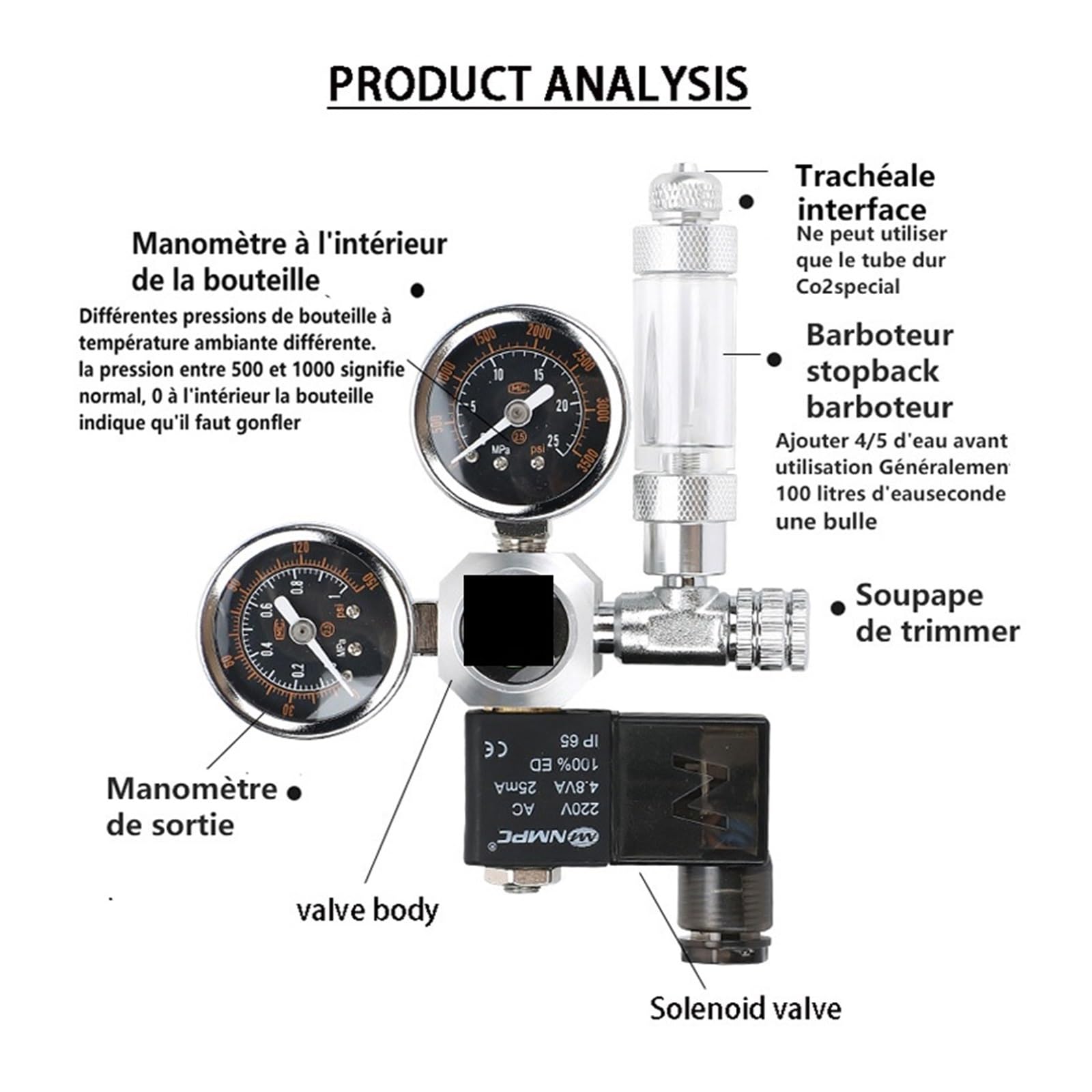 Regulator CO2, DIY akwarium regulator CO2 zestaw z cewką magnetyczną zawór zwrotny akcesoria do system kontroli neratora reaktora(1)