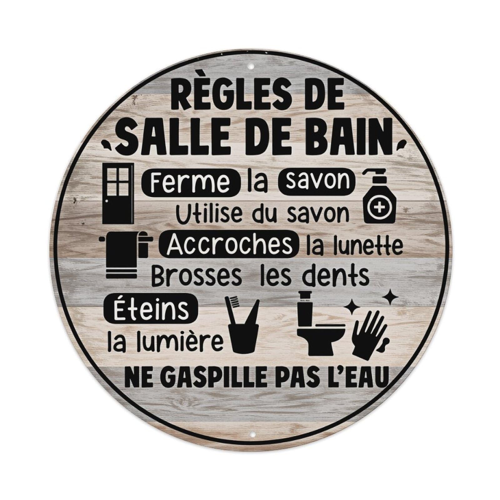Rules Of Bathroom Signs Round Tin Sign Retro Metal Sign for Cafe Bar Pub Home Game Room Gym Club Wall Decoration Vintage Metal Poster 8x8 Inch