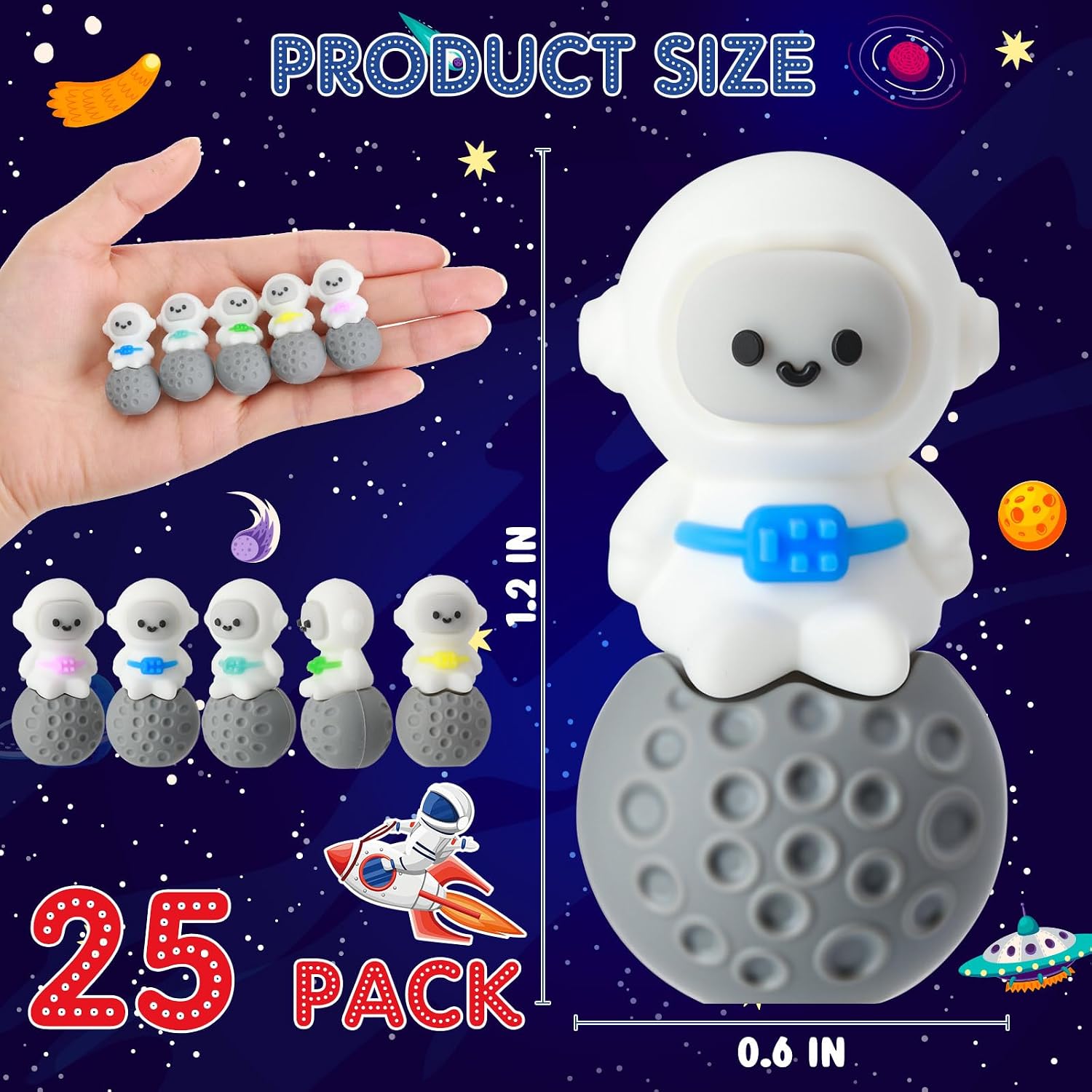 50 Pcs Mini Astronaut Figurines Tiny Spaceman Toys for Kids Easter Egg Stuffers School Gift Piñata Goodie Bag DIY Garden Tabletop Dollhouse Decor Space Cake Topper (Seated Pose) image 2