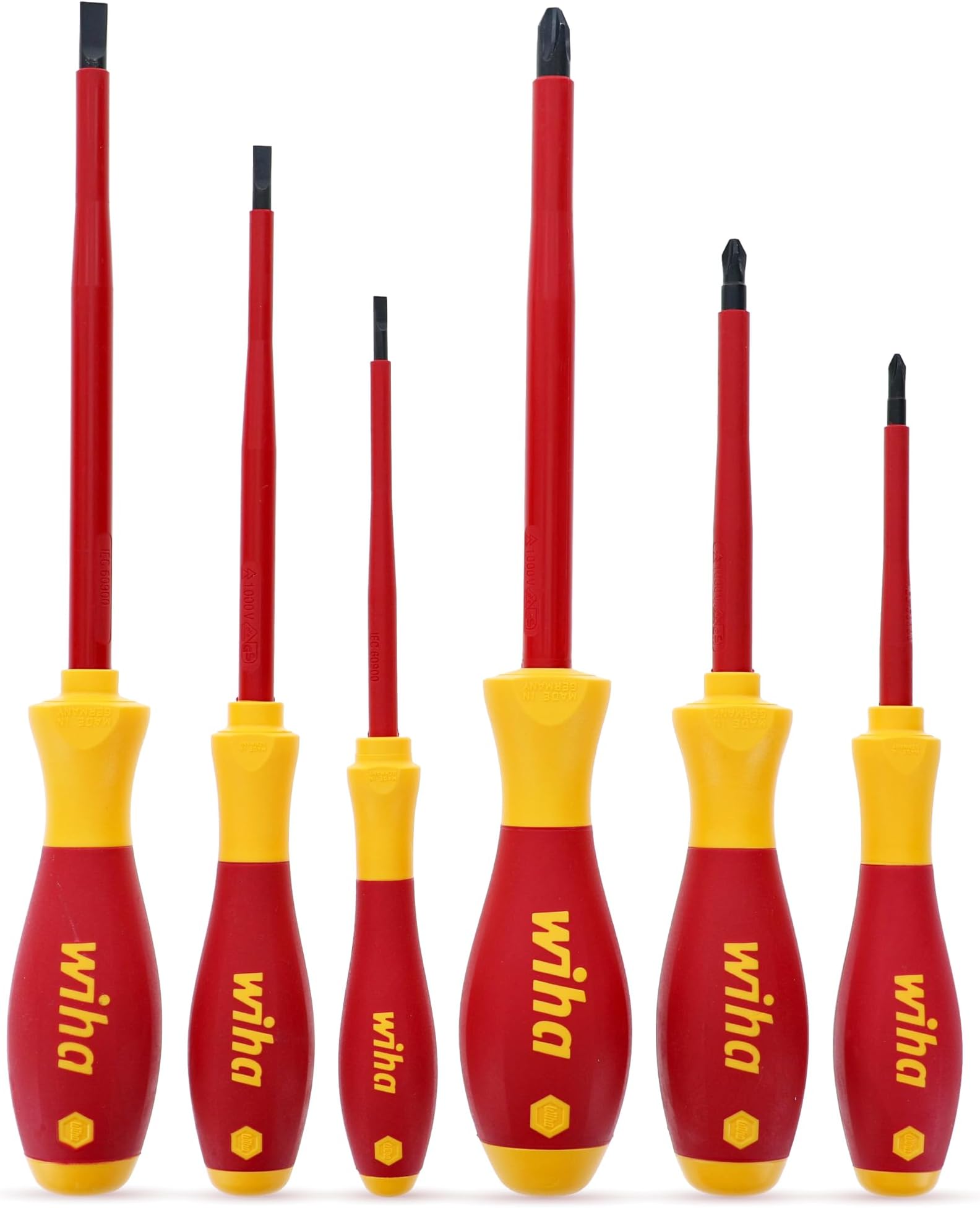 Wiha 32092 Insulated Screwdriver Set, 6-Piece 1000V Electrician Tool Kit