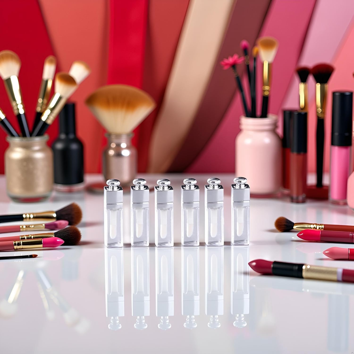 6 contenitori vuoti trasparenti per lucidalabbra, trasparenti, ricaricabili, mini contenitori per rossetto, per trucco fai da te, lucidalabbra, labbra (3 ml)