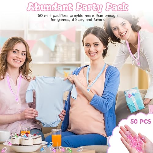 Miniatura 7 de 50 mini chupones para juegos de baby shower para niñas, lindos chupetes de 1.25 pulgadas, chupete acrílico a granel para dispersión de mesa de