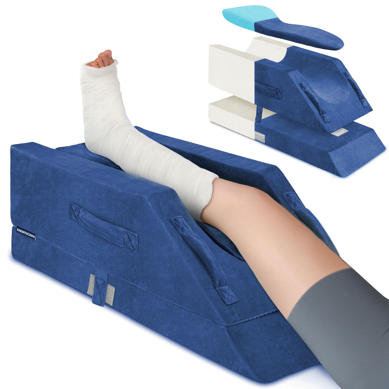 Photo 1 of KingPavonini Adjustable Leg Elevation Pillow, Blue