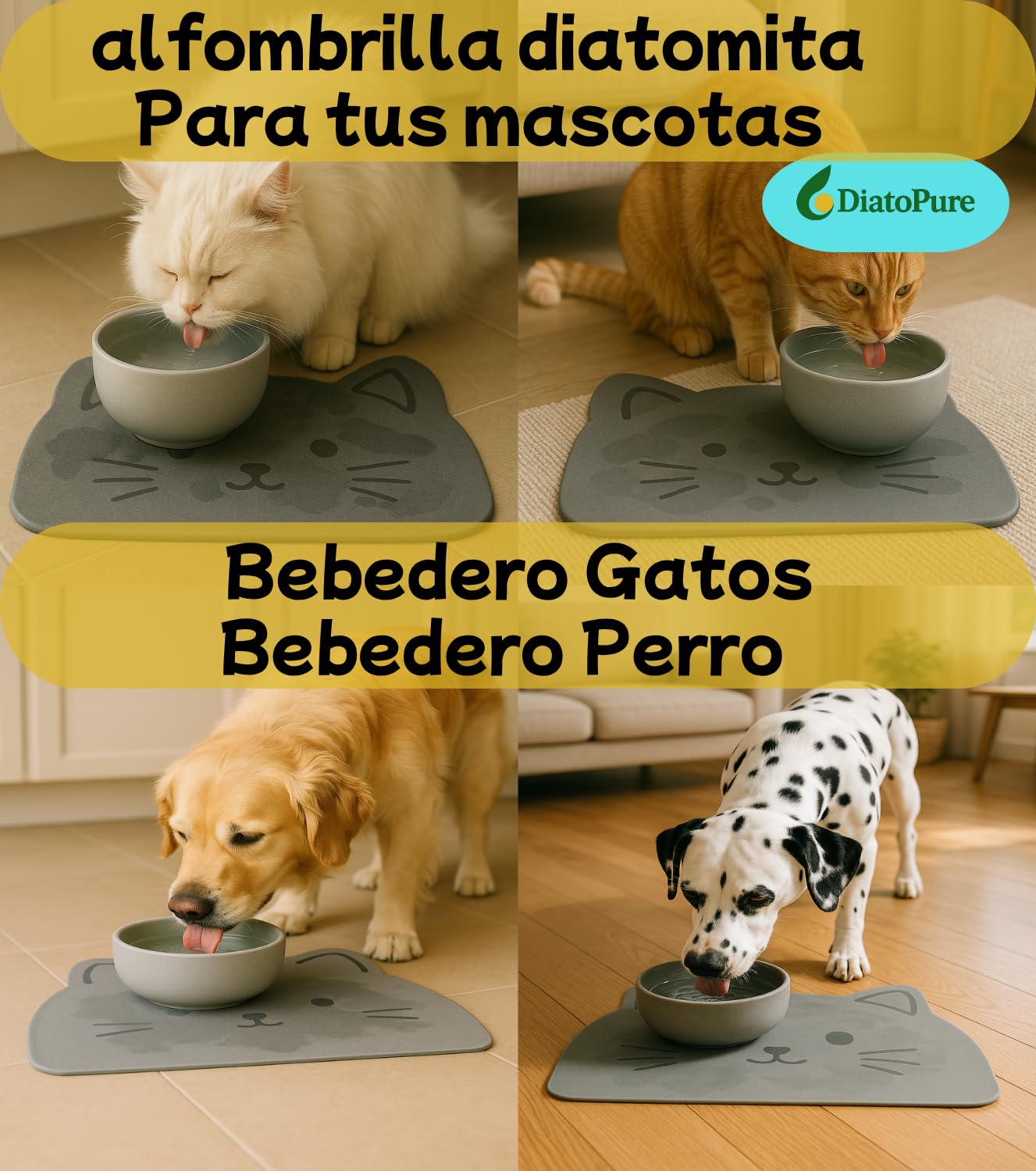 Tapis en pierre diatomite bain antidérapant fabriqué en terre diatomée - Pierre diatomite salle de bain diatomite tapis bain diatomite abreuvoirs chats tapis bain diatomite cuisine (chat)