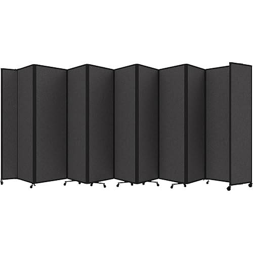 Versare Room Divider 360 Portable Wall Partition | Folding Panels | Large Freestanding Divider | Locking Wheels | Temporary Room Separator | 25' x 7'6'', Charcoal Gray