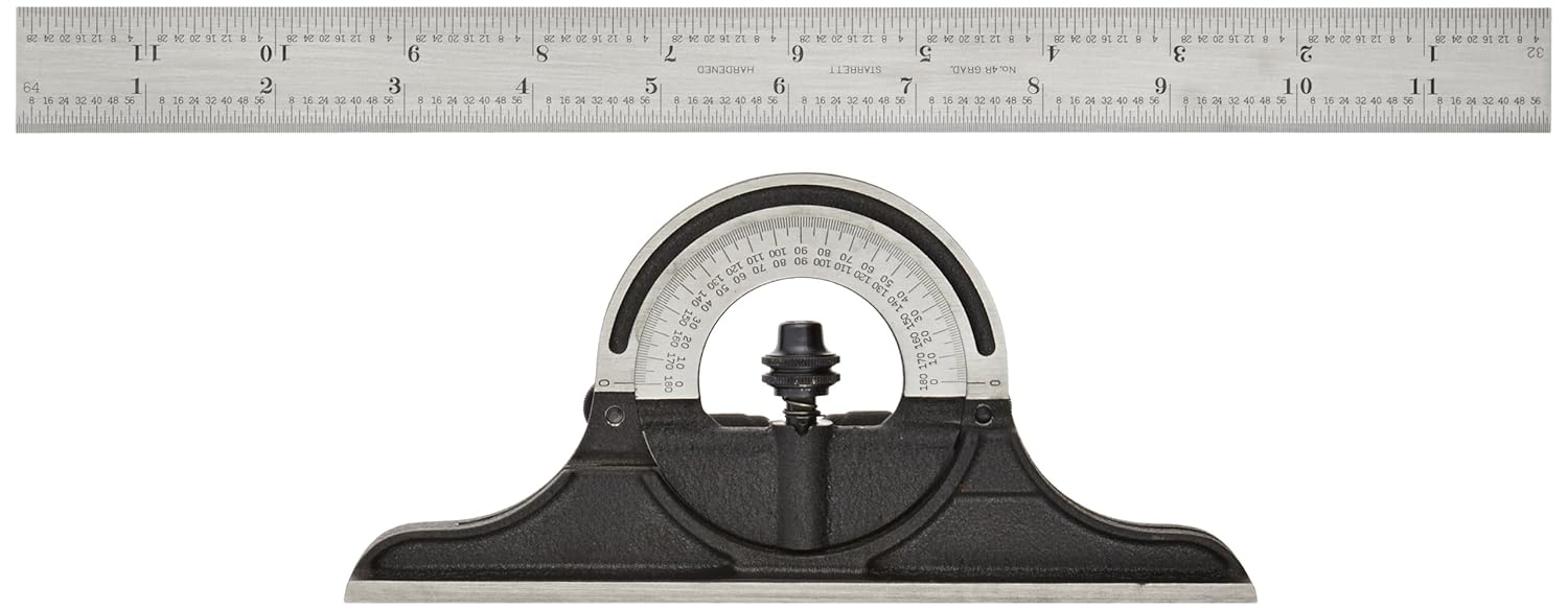 Flash Deals - 40% OFF Starrett 491-12-4R Bevel Protractor, Protractor Head, Reversible, Black Wrinkle Finish,12", 4R Grad