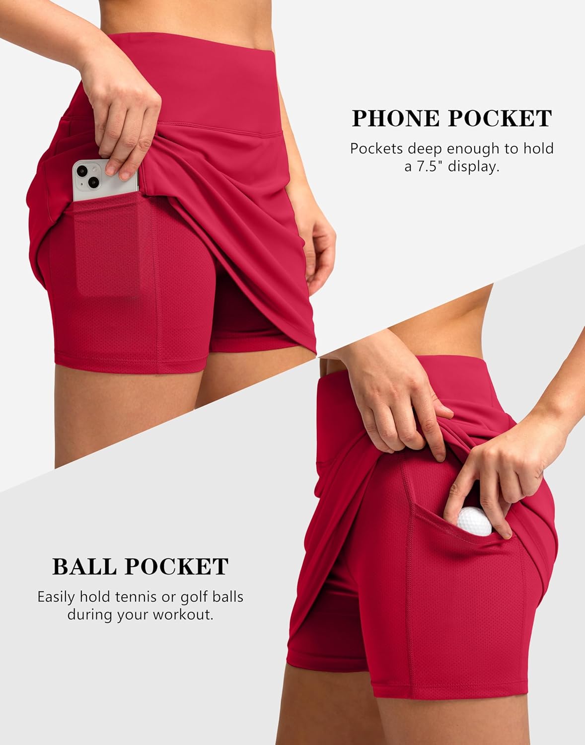 Women's Golf Skirts Skort 4 Side Pockets High Waisted Stretchy Tennis Skirt with Short Athletic Casual - Image 5