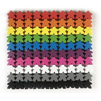 100 Wooden Meeples Board Tokens & Spare Pieces Multiple Colours