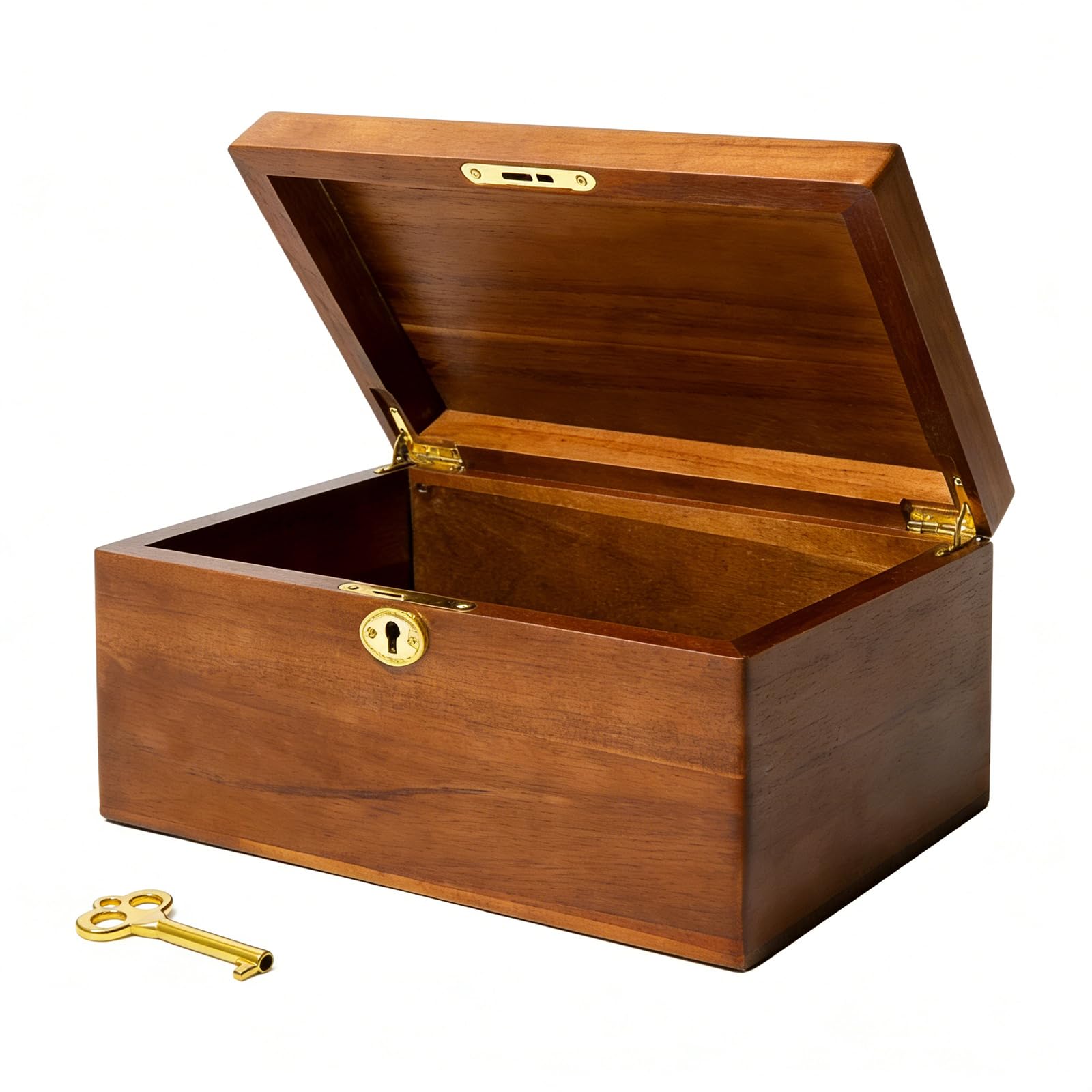 NVOQILIN Lockable Wood Storage Chest with for Secure Home Valuables Natural Finish Privacy Locks